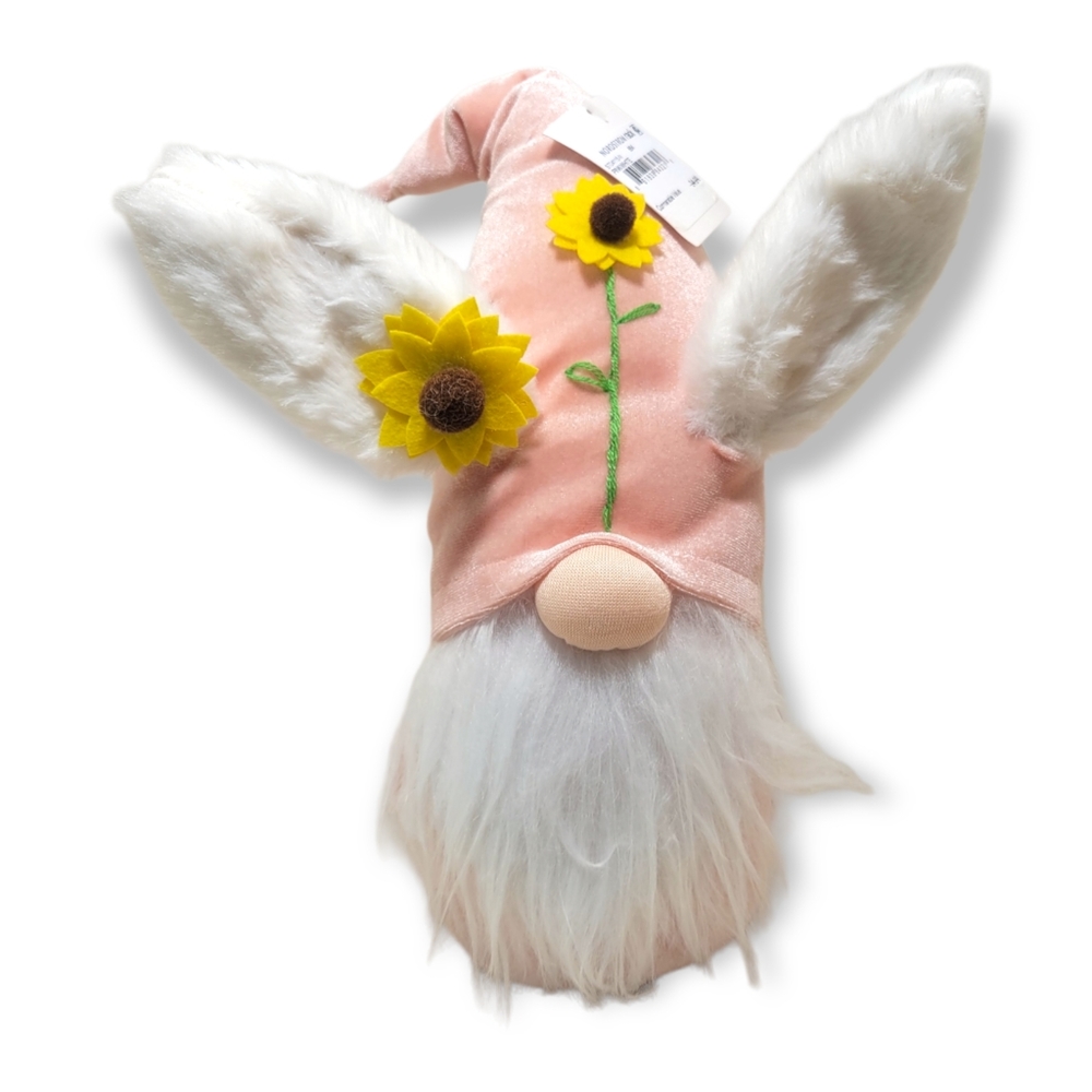 Spring Bunny Gnome with Sunflowers